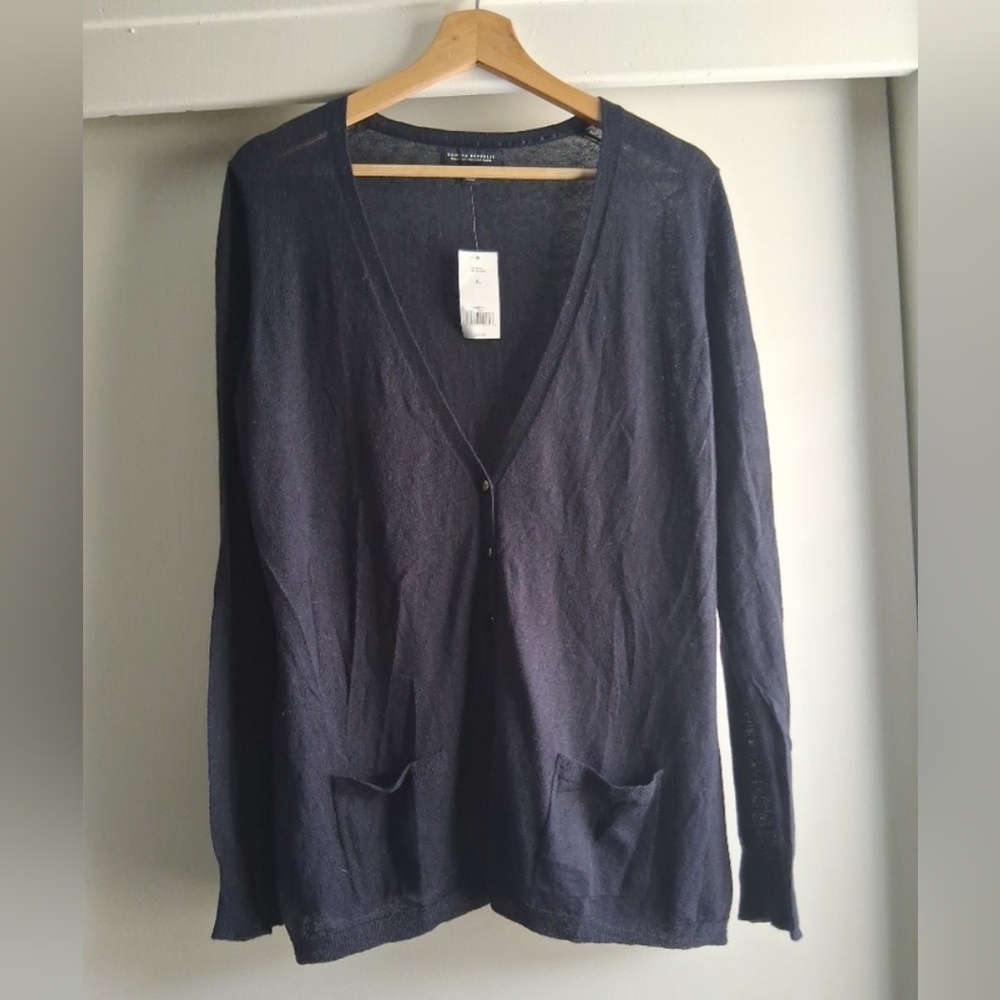 New Banana Republic Alpaca Wool Blend Cardigan Sweater Navy Blue XL